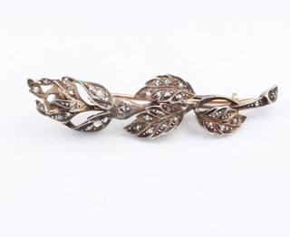 A Victorian yellow gold and diamond floral spray brooch 59mm x 15mm 