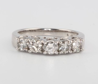 A 14ct white gold 5 stone diamond ring approx. 0.75ct size N 
