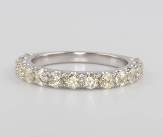 A 9ct white gold 15 stone 3/4 diamond eternity ring approx. 1.03ct, size L 