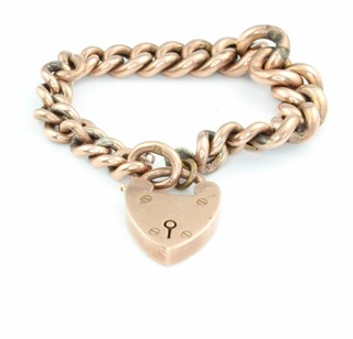 A 9ct yellow gold hollow link bracelet with padlock 13 grams 