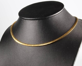 A 9ct yellow gold flat link necklace 8 grams 