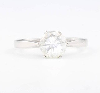 A platinum single stone diamond ring approx. 1.2ct size J 1/2
