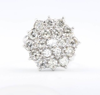 An 18ct white gold diamond cluster ring approx. 2ct size M