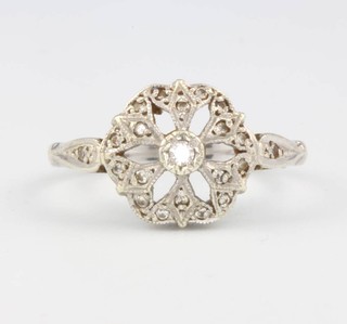 A 9ct white gold diamond ring size N 