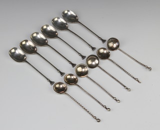 A set of 6 silver tea spoons Sheffield 1924, 6 others, 110 grams