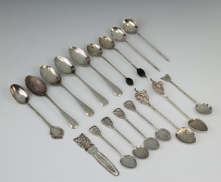 A Sterling silver bookmark, minor silver spoons, 160 grams gross