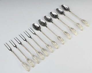 A set of six 830 standard filigree spoons and forks 186 grams