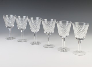 A set of 6 Waterford Crystal wine glasses with hobnail decoration 