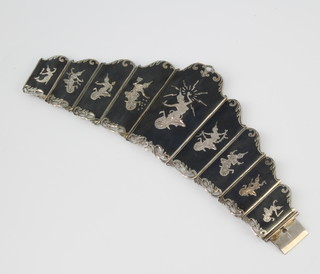 A silver and enamelled Thai bracelet 67 grams