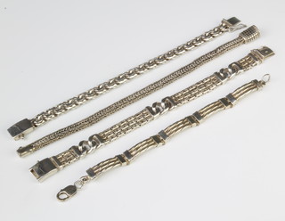 Four silver bracelets, 246 grams