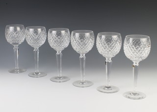 A set of 6 Waterford Crystal hock glasses with hobnail decoration 