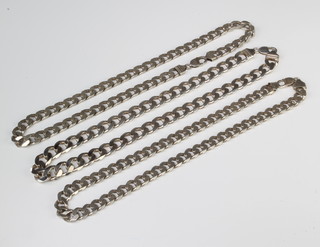 3 silver flat link necklaces 306 grams 