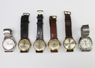 A gentleman's gilt cased Mu Du automatic wrist watch and 5 others
