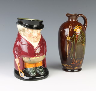 A Royal Doulton Toby jug - The Huntsman 19cm and a Kingsware Dewars Scotch whisky flask Tony Weller "Beware of the Vidders" 20cm 
