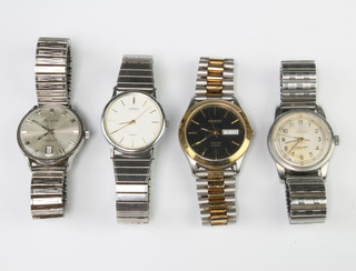A gentleman's steel cased Omega automatic Seamaster wristwatch on an expanding bracelet and 3 other watches 
