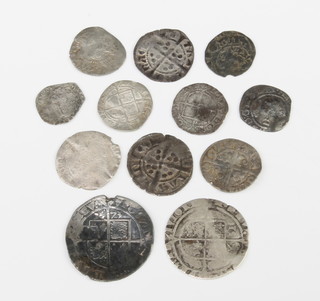 Twelve hammered English coins
