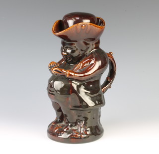 A 19th Century brown glazed Toby jug with hat 26cm 