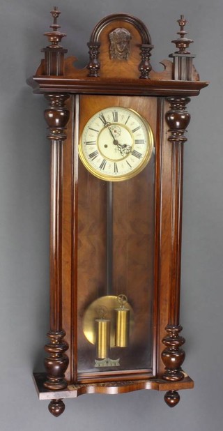 Gustav Becker, a Vienna style striking regulator with 18cm dial, subsidiary second hand contained in a walnut case  
