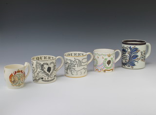 A Royal Copenhagen commemorative mug 1775-1975 14cm, 3 Richard Guyatt mugs 1953, 1873 and 1977 and a 1937 ditto 
