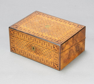 A Victorian walnut and inlaid marquetry writing slope with hinged lid, the interior being of coromandel and fitted an inkwell 14cm h x 30.5cm w x 22cm d 