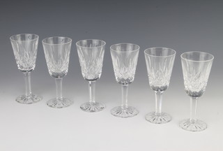 Six Waterford Crystal tapered sherry glasses 13cm 
