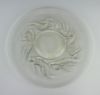 Lalique, an Ondines pattern opalescent shallow bowl decorated with naked ladies, pattern no 3003, circa 1921, etched capital mark R LALIQUE FRANCE, 28cm diam