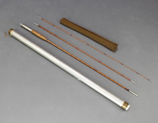 H L Leonard, a 3 piece split cane fly fishing rod by Leonard & Mills contained in a bag and tube 