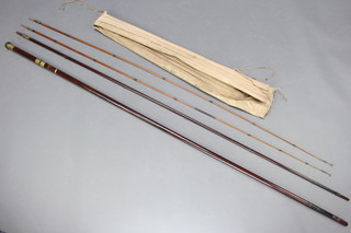 A Forrest of Kelso Victorian 18' salmon fishing rod with 2 tips and cloth bag, circa 1880