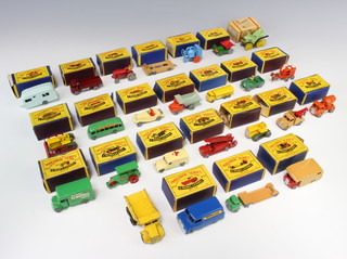 A collection of 24 Matchbox Series model commercial vehicles, boxed, comprising no. 1, 2, 3, 4, 6 x 2 (1 unboxed), 7, 8, 11, 12, 13, 14, 15, 16, 18, 19, 20, 21, 23, 24, 25, 26, 27 and 35, together with a Charbens miniature series no.7 Panhard  