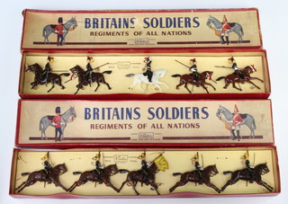 Two sets of Britains Soldiers, Regiments of All Nations figures no.8 - Fourth Queens Own Hussars and  no. 276 - The Twelfth Royal Lancers (Prince of Wales), boxed