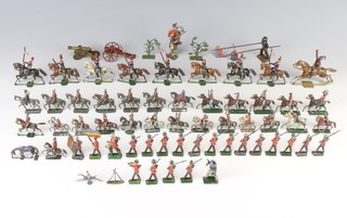 Approximately 46 various lead figures including 16 Mounted Cavalrymen, 19 Infantry Men, brass cannon, figures of horses 