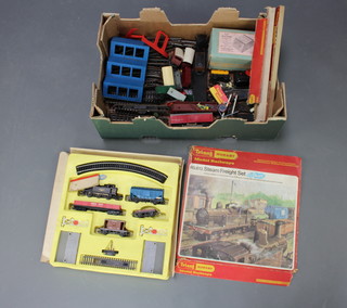 A Hornby model train set RS.613 Steam Freight Set, together with an H&M Victor transformer, various items of rolling stock and track 