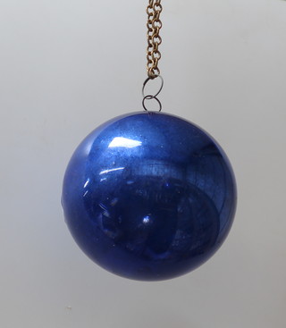 A blue glass "witches ball" 10cm diam. 