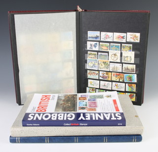 An album of mint and used Elizabeth II commonwealth stamps including Barbados, Australia, Turks and Cacaos and 2 stock books of Elizabeth II commonwealth stamps GB, Hong Kong, Ascension, Barbados and a 2016 Stanley Gibbon catalogue
