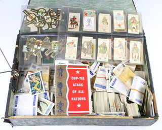A box folder of cigarette and tea cards 