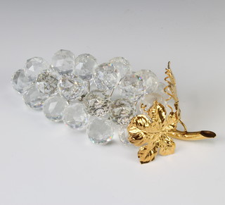 A Swarovski Crystal group of grapes with gilt decoration 011864/7509150070 16cm boxed