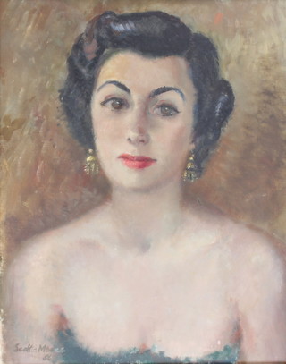 Elizabeth Scott-Moore (1902 - 1993)  oil on canvas signed and dated '56, portrait of a lady 49cm x 39cm, label en verso 