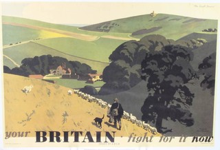 Poster, World War Two, by Frank Newbould "Your Britain Fight for it Now" issued by A.B.C.A. designed by P.R.2. 86 Adams Brothers and Shardlow Ltd, reproduction 51cm x 76cm 