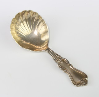 A Victorian silver caddy spoon with shell bowl,  Exeter (no date letter), maker Robert, James and Jeremiah Williams, 26 grams 