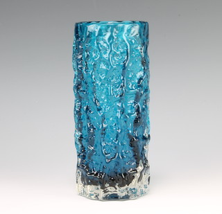 A Whitefriars turquoise nobbly cylindrical vase 19cm 