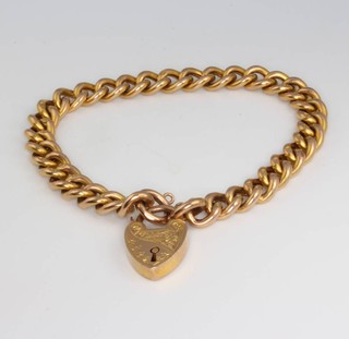 A 9ct yellow gold chased bracelet and padlock, 11.6 grams