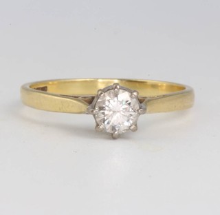 An 18ct yellow gold single stone diamond ring approx. 0.5ct size M 