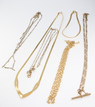 A 9ct yellow gold necklace and a quantity of gold necklaces 18 grams
