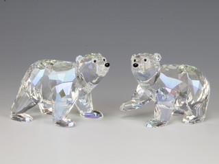 Two Swarovski Crystal polar bear cubs 108774/91000000310 2011 by Anton Hirzinger 7cm, boxed 