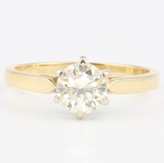 An 18ct yellow gold brilliant cut single stone diamond ring approx 1.2ct size R 