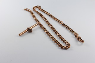 A 9ct yellow gold Albert with T bar and clasp, 25 grams