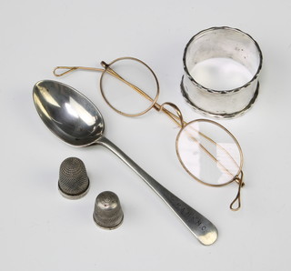 A silver teaspoon Sheffield 1936 and minor items 