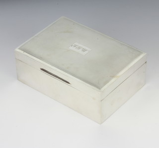 A silver rectangular engine turned cigarette box Birmingham 1961 13cm 