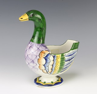 A Wemyss spoon warmer in the form of a duck with impressed marks 20cm 