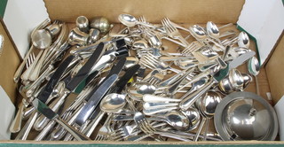 A quantity of silver plated cutlery with beaded decoration 